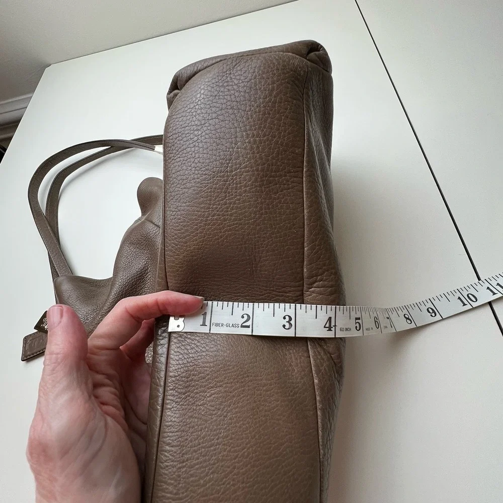 Coach Madison Pebble Taupe/Brown Large Leather Shoulder Bag Minimalist